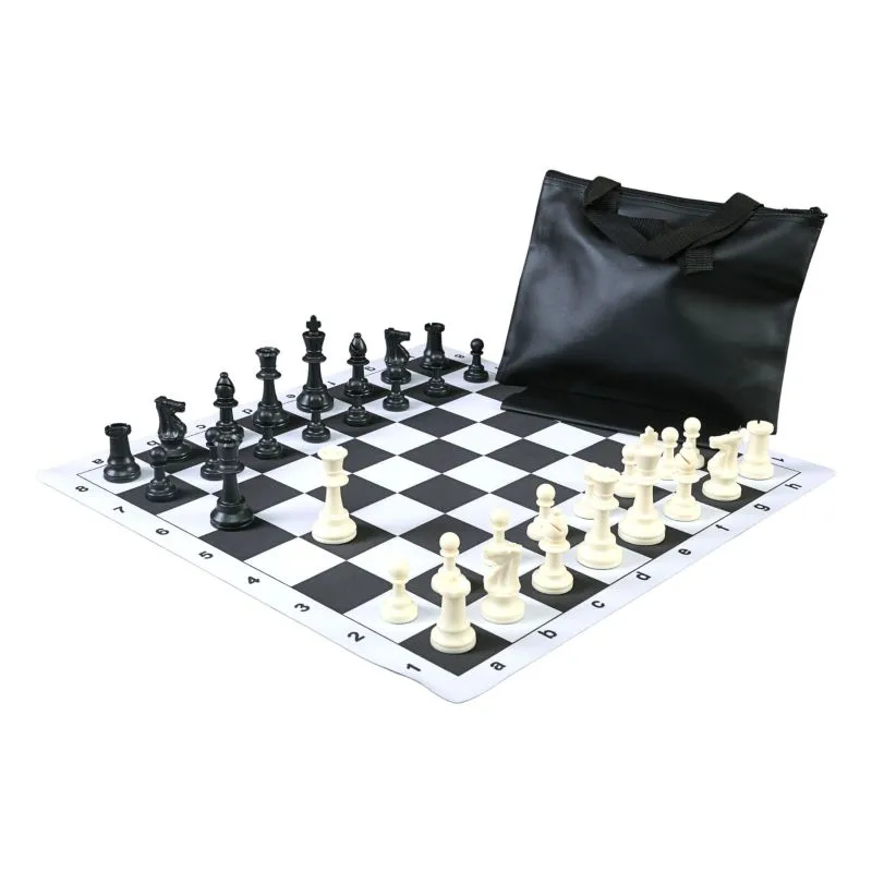 Standard Chess Set Combination with Thin Mousepad Board Single Weighted Regulation Pieces