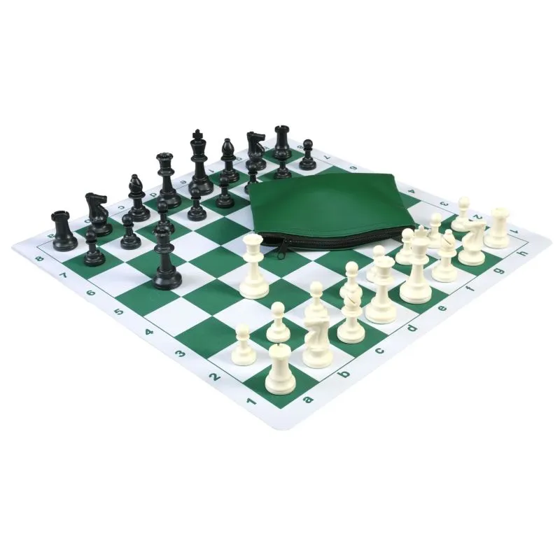 Basic Chess Set Combination with Mousepad Board and Single Weighted Regulation Plastic Chess Pieces