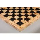 Genuine Ebony & Maple Burl Superior Contemporary Chess Board - Gloss Finish