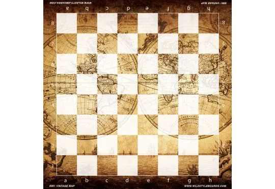 Vintage Map - Full Color Vinyl Chess Board