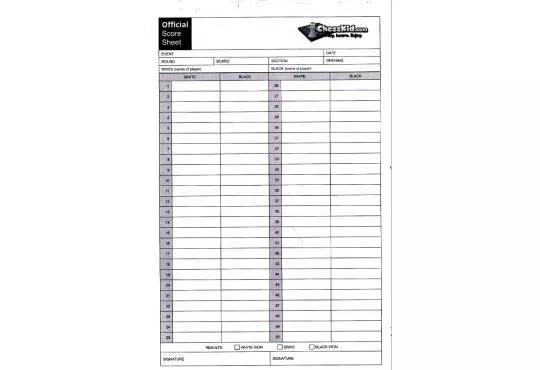 ChessKid Self-Duplicating Score Sheets - PACK OF 100 SHEETS