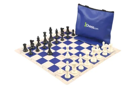 Chess.com Standard Chess Set Combination - Triple Weighted Regulation Pieces | Vinyl Chess Board | Standard Bag