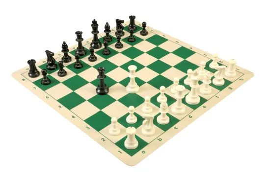 Regulation Tournament Chess Pieces and Silicone Chess Board Combo - Triple Weighted