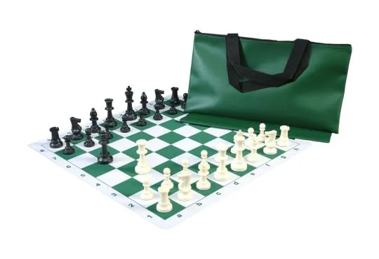 Superior Chess Set Combination with Thin Mousepad Board - Single Weighted Regulation Pieces | Thin Mousepad Board | Superior Bag
