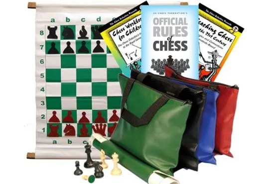Clear 36" Pouch-Style Chess Demonstration Set with Deluxe Carrying Bag Green 