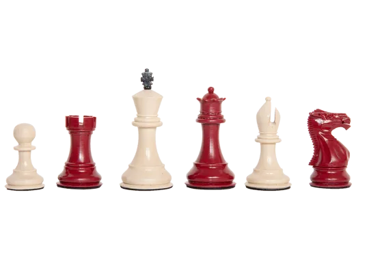 Staunton Themed Chess Pieces - 3.5" King - Red & Natural