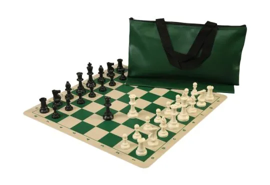Superior Chess Set Combination with Silicone Chess Board - Single Weighted Regulation Pieces | Silicone Chess Board | Superior Bag