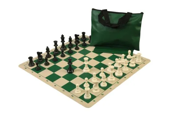 Standard Chess Set Combination with Silicone Chess Board - Triple Weighted Regulation Pieces | Silicone Chess Board | Standard Bag