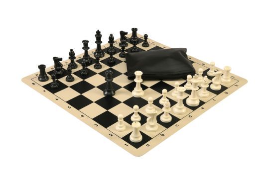 Basic Chess Set Combination with Silicone Chess Board and Single Weighted Regulation Plastic Chess Pieces