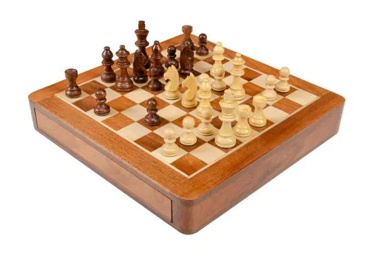 WOODEN MAGNETIC Travel Chess Set - 10" Square