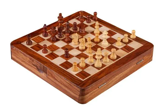 WOODEN MAGNETIC Top-Up Travel Chess Set - 10" Square