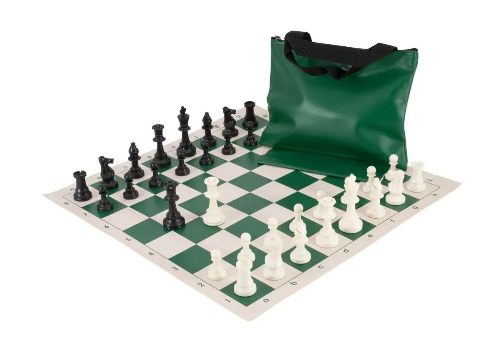 ChessKid Standard Chess Set Combination - Single Weighted Regulation Pieces, Vinyl Chess Board