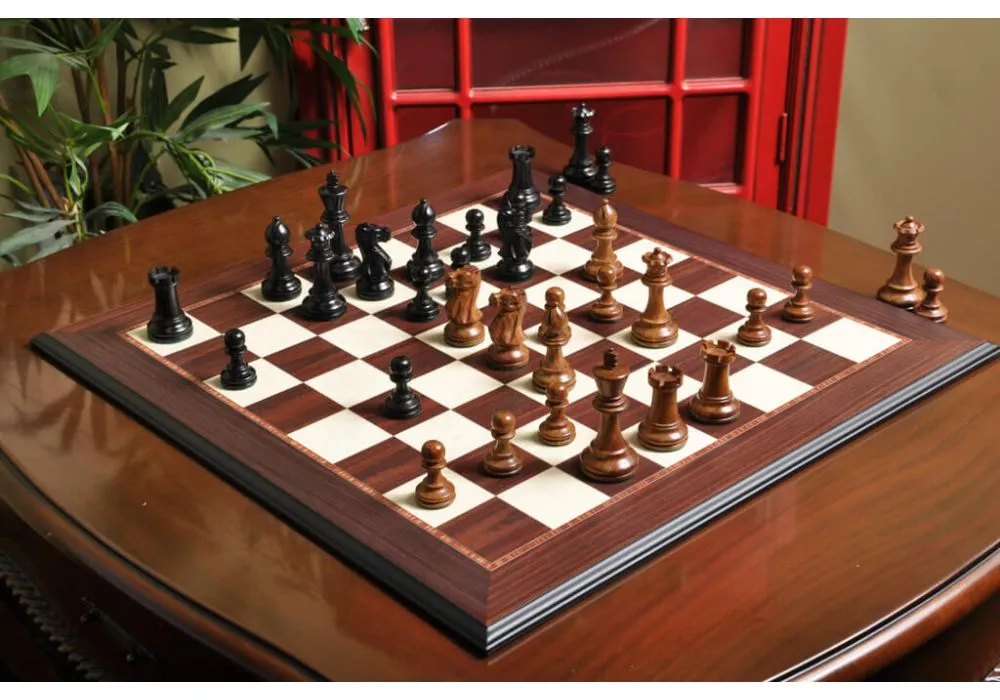 The House of Staunton The Grandmaster Chess Set, Box, and Board Combination  - Ebonized Boxwood