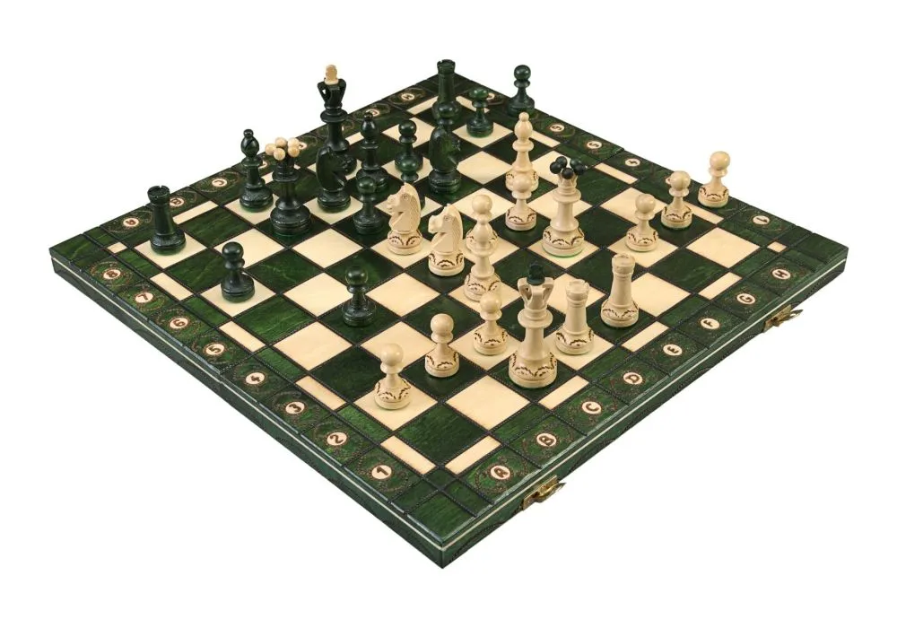 The Green Ambassador Chess Set and Board Combo